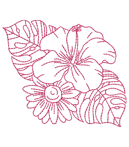 Matriz de Bordado Hibisco - Corrido